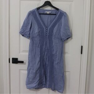 Banana Republic  Blue V-Neck Midi Dress, cottage core, fairy, western, coastal